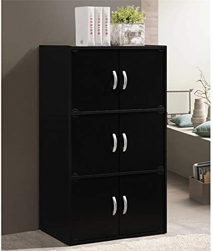 3 Shelf 6 Door Bookcase in Black S667919