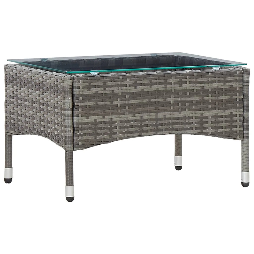 Gray Poly Rattan Glass Top Side Table C899190